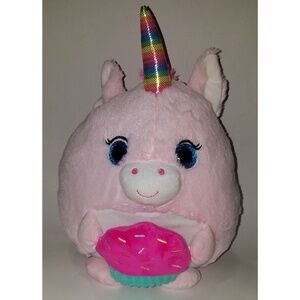 Hug Fun Unicorn Cupcake Plush Pink White 15" Stuffed Animal Toy Birthday SOFT